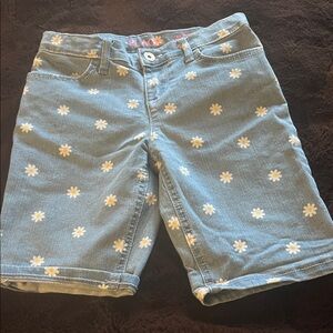 Place Blue Denim Shorts with White Daisy Pattern